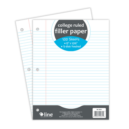 C-LINE PRODUCTS Filler Paper, College Ruled, 8 x 10-1/2, 100 Sheets, PK36 22031-CT